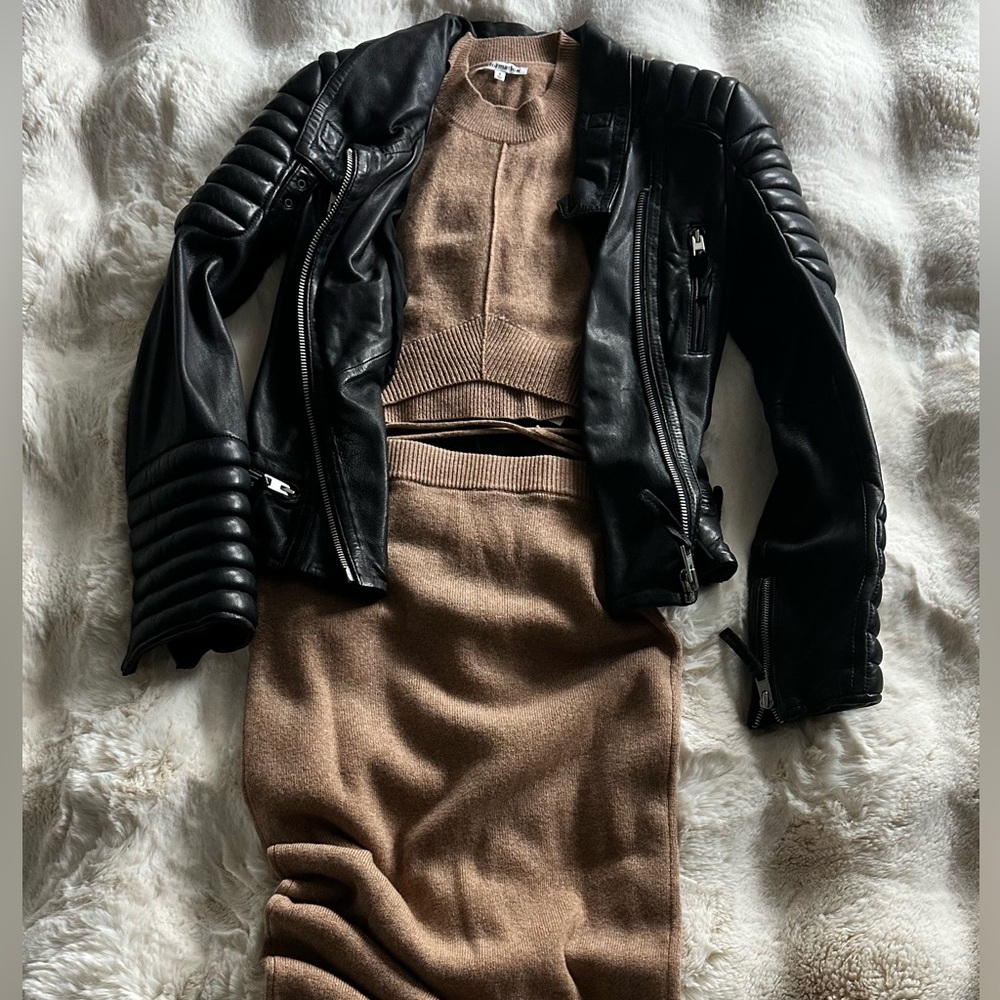 All Saints Quilted Black Leather Jacket - Picture 15 of 15